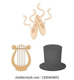 Theatrical art cartoon icons in set collection for design.Theater equipment and accessories vector symbol stock web illustration.