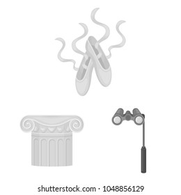 Theatrical art monochrome icons in set collection for design.Theater equipment and accessories vector symbol stock web illustration.