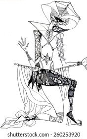 theatrical costume, woman in mask