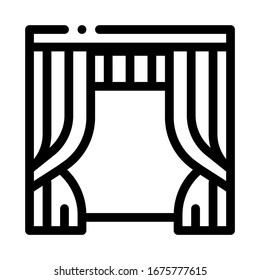 Theatrical Curtain Icon Vector. Outline Theatrical Curtain Sign. Isolated Contour Symbol Illustration