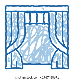 Theatrical Curtain sketch icon vector. Hand drawn blue doodle line art Theatrical Curtain Sign. isolated symbol illustration