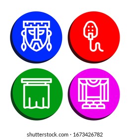 theatrical icon set. Collection of Mask, Curtain, Theater icons