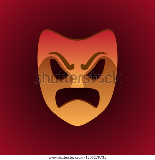 Theatrical Mask Angry Expression Vector Illustration Stock Vector ...