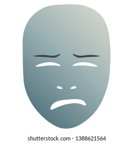 Theatrical mask with crying emotion. Vector illustration. Blue mask with gradient isolated on white background.