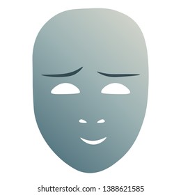 Theatrical mask with cute emotion. Vector illustration. Blue mask with gradient isolated on white background.