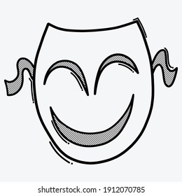 theatrical mask doodle vector icon. Drawing sketch illustration hand drawn line.