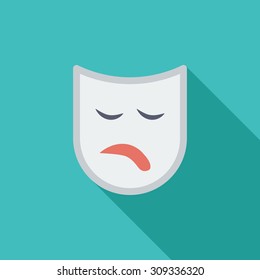 Theatrical mask icon. Flat vector related icon with long shadow for web and mobile applications. It can be used as - logo, pictogram, icon, infographic element. Vector Illustration.