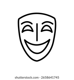 theatrical mask icon vector, line style icon
