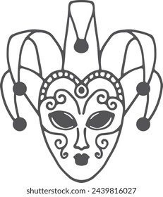 Theatrical mask logo. Vintage culture line icon