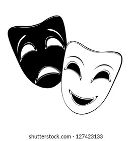 Theatrical mask on a white background.