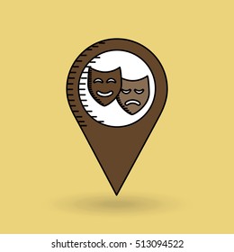 theatrical mask pin design vector illustration eps 10