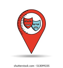 theatrical mask pin design vector illustration eps 10