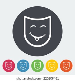 Theatrical mask. Single flat icon on the circle. Vector illustration.