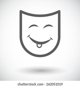 Theatrical mask. Single flat icon on white background. Vector illustration.