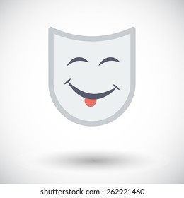 Theatrical mask. Single flat icon on white background. Vector illustration.