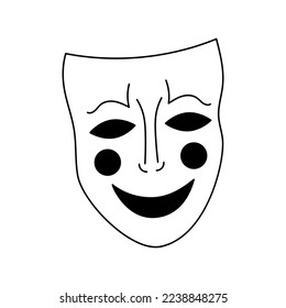 Theatrical mask tattoo in y2k, 1990s, 2000s style. Emo goth element design. Old school tattoo. Vector illustration