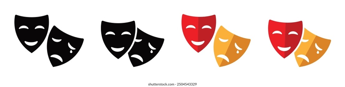 Theatrical mask vector icons set