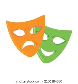 theatrical masks cartoon icon flat