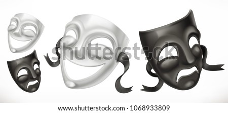 Theatrical masks. Comedy and tragedy 3d vector icon Foto stock © 