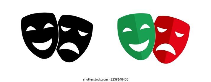 theatrical masks. Comedy and tragedy masks. Stock Vector