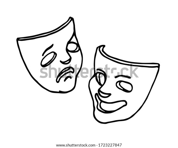 Theatrical Masks Comedy Tragedy Symbols Joke Stock Vector (Royalty Free ...