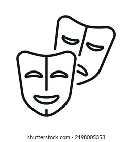 Theatrical masks icon - Editable stroke