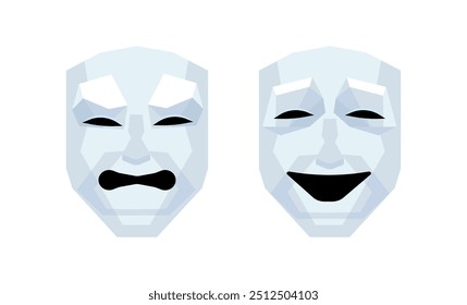 Theatrical Masks Icons. Masks of Sadness and Joy Icons. Flat style. Vector icons.