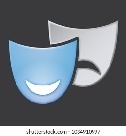 Theatrical masks - isolated vector illustration character Theater - Tragedy and Comedy, vector