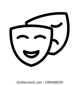 Theatrical masks laughter and crying vector illustration. drama masks icon. Element of cinema for mobile concept and web apps. Thin line drama masks icon can be used for web and mobile.