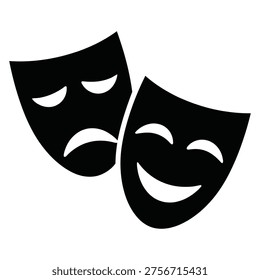 Theatrical masks representing comedy and tragedy expressions