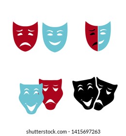 Theatrical masks set isolated on white background