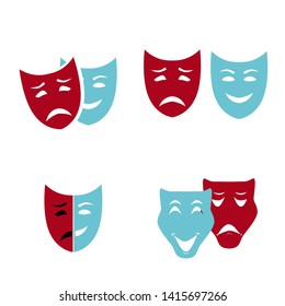 Theatrical masks set isolated on white background