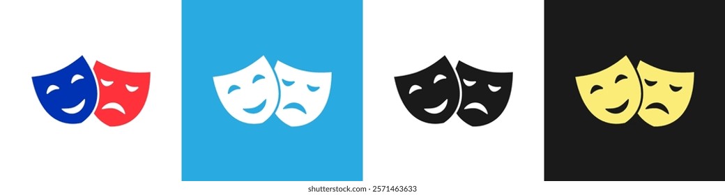 Theatrical masks vector, icon, symbol, logo, clipart, isolated. vector illustration. Vector illustration isolated on white background.