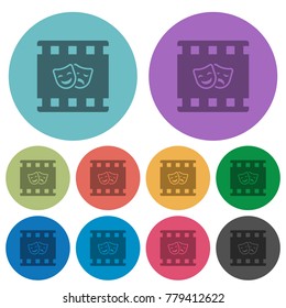 Theatrical movie darker flat icons on color round background