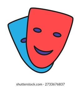 Máscaras de ópera teatrales, accesorios de practicantes graduados de actores de teatro. Entrenamiento escénico para estudiantes de ópera y ballet. Sombras acariciadas futuristas y resalta el Vector aislado en el fondo blanco