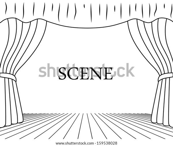 Theatrical Scene Drawing On White Background Stock Vector (Royalty Free ...