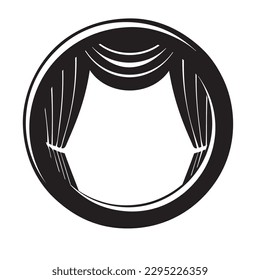 Theatrical stage with a round frame. Vector illustration