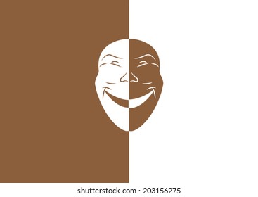 Theatrical vector brown and white mask