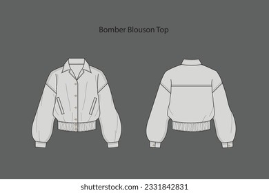 The-bomber-blouson-top, A jacket is a garment for the upper body, usually extending below the hips. A jacket typically has sleeves, and fastens in the front or slightly on the side.