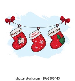 Las botas de Navidad. Ilustración del vector