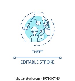 Theft Concept Icon. Copyright Infringement Type Idea Thin Line Illustration. Criminal Misdemeanor. Stealing Creative Works. Vector Isolated Outline RGB Color Drawing. Editable Stroke