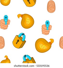 Theft crime pattern. Cartoon illustration of theft crime vector pattern for web