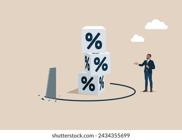 Theft, fraud and failure business. Thief sawing the floor to make collapse financial and mortgage rates. Flat vector illustration.