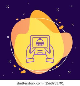 Theft gamepad cyber robbery. Vector icon. On white background
