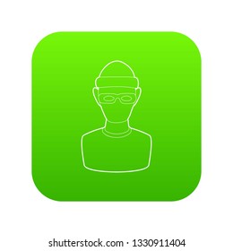 Theft icon green vector isolated on white background