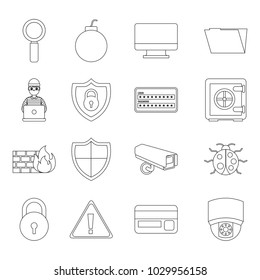 theft identity technology digital set icons