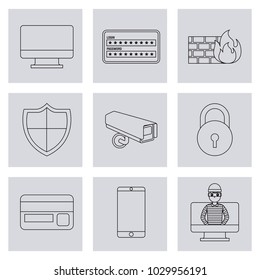 theft identity technology digital set icons