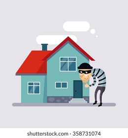 Theft Insurance Colourful Vector Illustration flat style