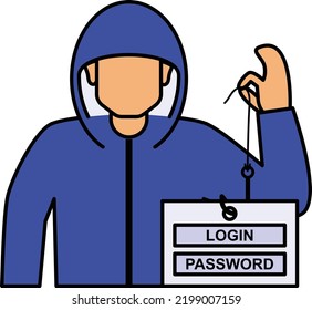 Theft and Pickpocket vector icon design, White Collar Crime symbol, Computer crime Sign, security breakers stock illustration, browser hijacker Concept