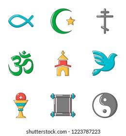 Theism icons set. Flat set of 9 theism vector icons for web isolated on white background
